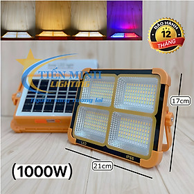 Đèn pha tích điện xách tay NLMT 1000W - HÀNG CHUẨN 4 PIN, 4 chế độ sáng, cổng ra USB 5V sạc điện thoại, máy tính bảng...