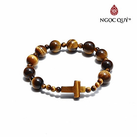 Vòng chuỗi mân côi đá thạch anh mắt hổ mệnh thổ,kim - Ngọc Quý Gemstones