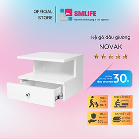 Tủ gỗ đầu giường hiện đại SMLIFE Novak | Gỗ MDF dày 17mm chống ẩm | D40xR35xC30cm