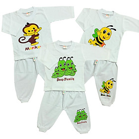 Combo 3 bộ quần áo trẻ em cotton tay dài màu trắng SS-BTDT