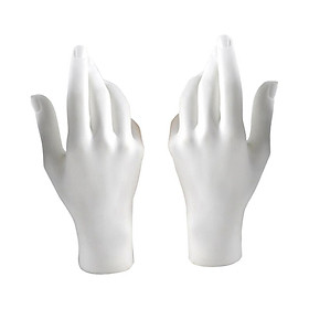 Pack of 2 Female Mannequin Model Hands for Jewelry Display, White, L&R