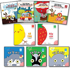 Combo EHON SONG NGỮ phát triển IQ + Kích thích thị giác cho trẻ nhỏ: Bộ 04 cuốn "Cái gì thế nhỉ" & Bộ 03 cuốn "Đoán dấu chân xinh" & Bộ 02 cuốn "Dâu trứng"