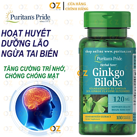 Hình ảnh Bổ não Puritan's Pride Ginkgo Biloba Mỹ tăng lưu thông máu não, giảm đau đầu, tăng trí nhớ, giúp an thần, ngủ khỏe và giảm Stress - OZ Slim Store