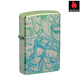 Bật Lửa Zippo 48410 – Zippo Laser 360° Tattoo Theme Design High Polish Teal