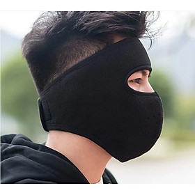 COMBO 2 Khẩu trang ninja vải nỉ kính che kín mặt kín tai chống nắng gió lạnh bụi - khau trang kinh che kin MÀU ĐEN