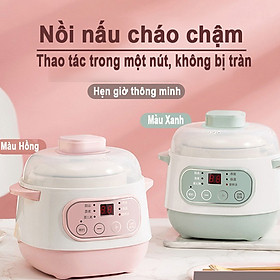 Nồi Nấu Cháo Chậm - Nồi Hầm Cách Thủy Dung Tích 1L, Lòng Nồi Bằng Sứ Giữ Nhiệt Tốt Hơn - Nồi Chưng Yến, Hầm Canh...