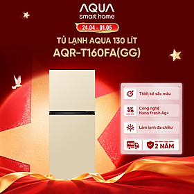 Tủ lạnh AQUA 130 lít ngăn đá trên AQR-T160FA(GG) - Màu Be - Freeship toàn quốc - Bảo hành 2 năm - Hàng chính hãng