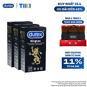 Bộ Bao Cao Su Durex Kingtex 3 Hộp 12 Bao