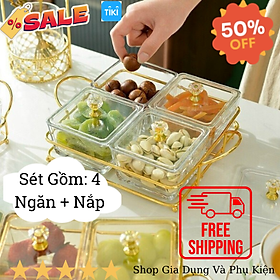 Mua Khay đựng bánh kẹo tết hộp đựng mứt tết kệ đựng hoa quả thủy tinh  mạ vàng cao cấp sang trọng