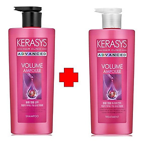 Bộ dầu gội, xả cao cấp chăm sóc chuyên sâu và Collagen phục hồi tóc chắc khỏe KERASYS ADVANCED AMPOULE VOLUME 600ml - Hàn Quốc Chính Hãng