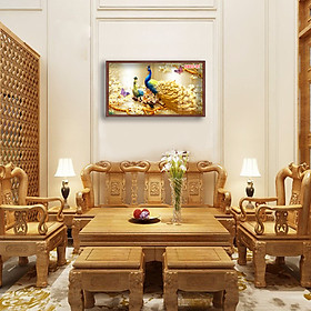 D803 01 Tranh kính Chim Công (được chọn mẫu)