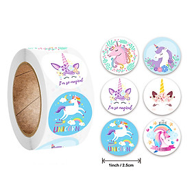 Sticker khen thưởng cho bé, cuộn 500 sticker Unicorn với nhiều họa tiết đáng yêu cho bé trang trí tập sách và góc học tập  – SST014