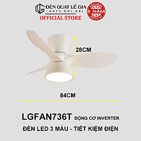 Mua  GIẢM GIÁ SỐC  Quạt Trần Mini Cổ Ngắn LÊ GIA LGFAN736D - Chiều Cao 28cm - Sải Cánh 84cm - Bảo Hành 2 Năm