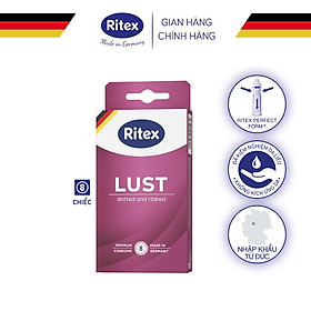 Bao cao su Ritex Lust, gân gai đan xen, hộp 8 chiếc