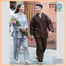 Đồ lam đi chùa Bộ La Hán Nam Nữ vải Kate mịn nhập, quần áo phật tử pháp phục phật giáo giản dị - Anle Store