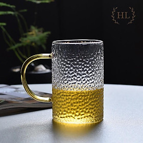 Mua Cốc thủy tinh sần Decor phong cách Home Sweet | Cốc thủy tinh chịu nhiệt thiên thạch quai vàng