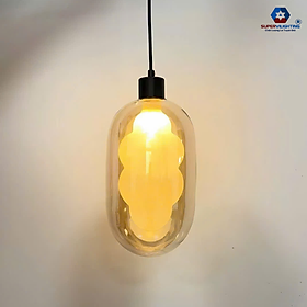 Đèn Thả Trần Thủy Tinh 2 lớp Trang Trí Phòng Khách Đèn Decor Treo Trần Nghệ Thuật Cho Quán Cafe Bếp