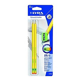 Vì 2 Bút chì đen LYRA Temagraph B/1 - 2B/0 kèm gọt chì nhập khẩu Đức 012705/07