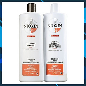 Bộ dầu gội xả Nioxin 4 Colored Hair Progressed Thinning cho tóc nhuộm có dấu hiệu thưa rụng Mỹ 1000ml