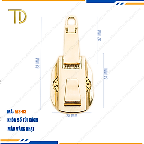 Khóa túi xách, Khóa số túi xách, Khóa số dây kéo đơn túi xách công nghệ mạ điện độ bền 5-8 năm