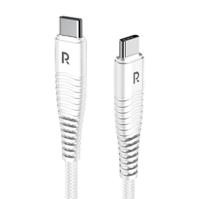 Dây Cáp Sạc Type C to C Sạc Nhanh 60W, Dài 1m, Dây Dù Nylon Siêu Bền RAVPower RP-CB047 - Hàng Chính Hãng - trắng