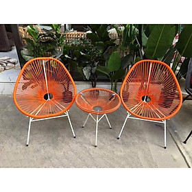 Bộ bàn ghế dây văng ban công, cafe -DV001 - Màu Cam