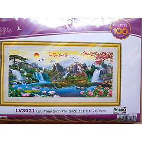 Tranh thêu chữ thập lưu thủy sinh tài LV3021 - 132 x 70 cm - chưa thêu