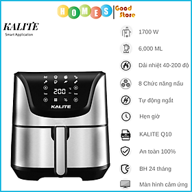 Mua Nồi Chiên Không Dầu Công Nghệ Úc KALITE Q6 8 Chương Trình Cài Sẵn Dung Tích 5.5 Lít Công Suất 1700W - Hàng Chính Hãng