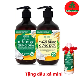 Bộ dầu gội xả gừng dừa hữu cơ cocayhoala ngăn rụng tóc kích thích mọc tóc - giảm gàu - ngừa cảm lạnh - dưỡng tóc mềm mượt chắc khỏe chai 440g + tặng bộ dầu gội xả gừng dừa hữu cơ mini cocayhoala, chai 90g