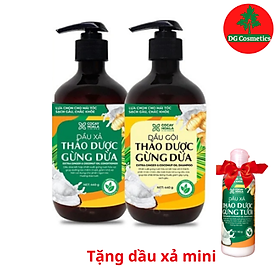 Bộ Dầu Gội Xả Gừng Dừa Hữu Cơ Cocayhoala Ngăn Rụng Tóc Kích Thích Mọc Tóc - Giảm Gàu - Ngừa Cảm Lạnh - Dưỡng Tóc Mềm Mượt Chắc Khỏe Chai 440g + Tặng Bộ Dầu Gội Xả Gừng Dừa Hữu Cơ Mini Cocayhoala, Chai 90g 