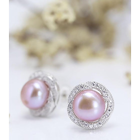 Bông Tai Bạc Ngọc Trai Cho Nữ Ánh Tím B-1304 Tím Bảo Ngọc Jewelry