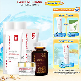 Combo 6 món: Nước tẩy trang 145ml + Sữa rửa mặt 50g+ Nước hoa hồng 145ml + Kem dưỡng ban đêm 10g + Kem chống nắng 50g + Sắc Ngọc Khang ++ (60 viên)