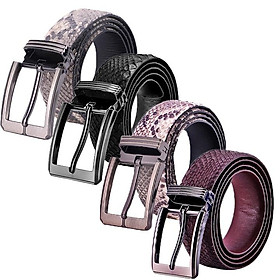 Thắt lưng nam da trăn Huy Hoàng 4P đầu kim màu da nguyên thủy, đen, trắng, nâu HT4316-17-20-41