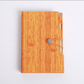 Sổ vở M&G bìa cứng vân gỗ kèm bút giấy note A6 160 trang 10,3x15,5cm