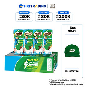 Thùng 48 hộp sữa lúa mạch Nestlé MILO Ít đường 180ml