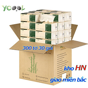 Giấy ăn gấu trúc YCOOL 1 thùng 30 gói tre 300 tờ 4 lớp