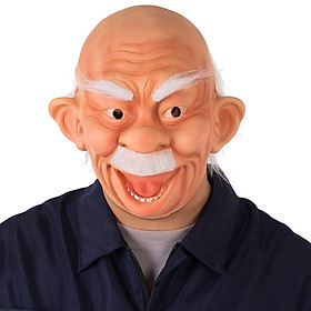 Halloween Old Man Mask True Human Head, Pleated Full Head Funny Old Man Trang phục  đạo cụ
