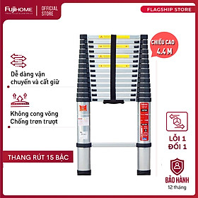 Hình ảnh Thang nhôm rút gọn đơn chữ I FUJIHOME TLI440 ( Chiều cao 4,4m, rút gọn 0.93m, tải trọng 150kg ) Hàng chính hãng