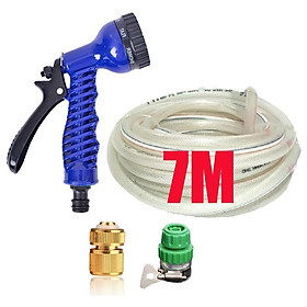 Mua Bộ dây vòi xịt rửa xe  tưới cây  dọn dẹp nhà cửa 7-10m (cút đồng nối nhựa xanh) 206843