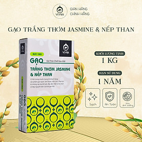 Gạo Lứt Trộn VỊ VIỆT ( Gạo Trắng Jasmine và Gạo Nếp Than), Gói 1kg, , siêu dẻo, thơm ngon đậm vị, không cần ngâm