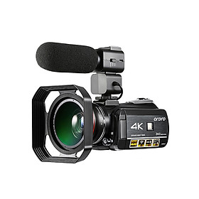 Máy Quay Kỹ Thuật Số Ordro Ac3 4K Kết Nối Wifi Màn Hình Cảm Ứng LCD Ống Kính Góc Rộng Micro Ngoài Ống Kính Máy Ảnh Với 2 Pin Có Thể Sạc Lại (24Mp 30X 3.1Inch 0.39X)