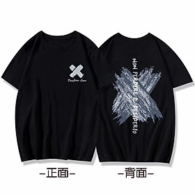 Áo phông đôi nam nữ from rộng chất cotton in hình chữ X cá tính