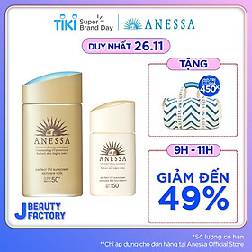 Bộ đôi Kem chống nắng dưỡng da dạng sữa bảo vệ hoàn hảo Anessa Perfect UV Sunscreen Skincare Milk SPF 50+ PA++++ 60ml + Kem nền trang điểm BB chống nắng dưỡng da Anessa SPF 50+ PA++++ 25ml