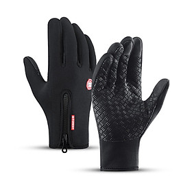 1PCS unisex màn hình cảm ứng mùa đông nhiệt ấm toàn bộ ngón tay để đạp xe đạp xe đạp trượt tuyết ngoài trời Color: Black Size: L