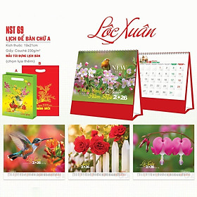 Lịch Thời Đại 2026 - NST69 Lịch Bàn Chữ A Lộc Xuân 19x21