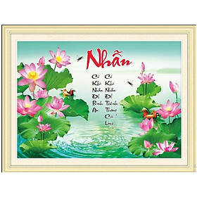 tranh thêu chữ thập Nhẫn để bình an ,thênh thang cõi lòng 78x58cm - chưa thêu