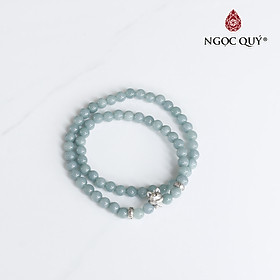 Vòng tay lam ngọc 2 line phối charm hồ ly 9 đuôi bạc mệnh thủy, mộc - Ngoc Quý Gemstones