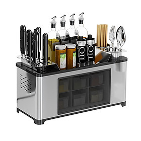 Kệ để gia vị có khay cắm dao,đũa bằng inox 304 thiết kế hiện đại theo phong cách Châu Âu
