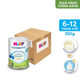 Thùng 4 lon Sữa bột công thức HiPP 2 Organic Combiotic 350g bổ sung DHA