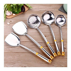 Mua Bộ Muôi Inox Cao Cấp Cán Vàng TIM ( Muôi Thủng - Muôi Canh - Xẻng Xào)